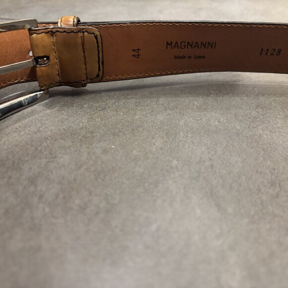 MAGNANNI Men’s Size 44 Leather Dress Belt - 1128 - Light Brown - Picture 7 of 8